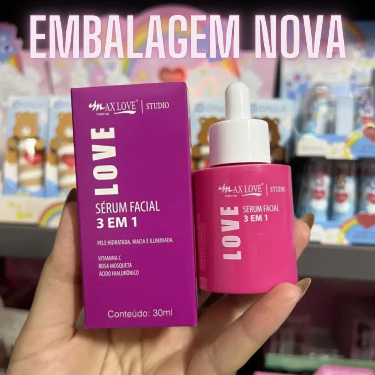 3 in 1 Vitamin C Facial Serum Pink Mosquito Hyaluronic Acid 30ml - Max Love