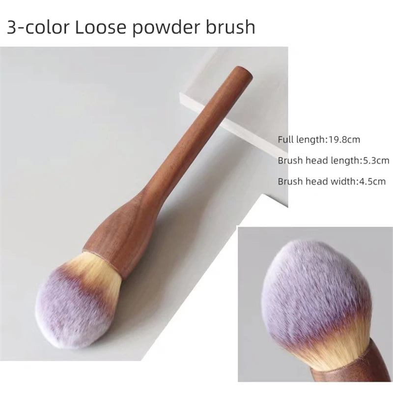 New 1Pcs European Vintage Wood Handle Makeup Brush High Quality Walnut Loose Powder Blush Foundation Contour Brush Super Soft