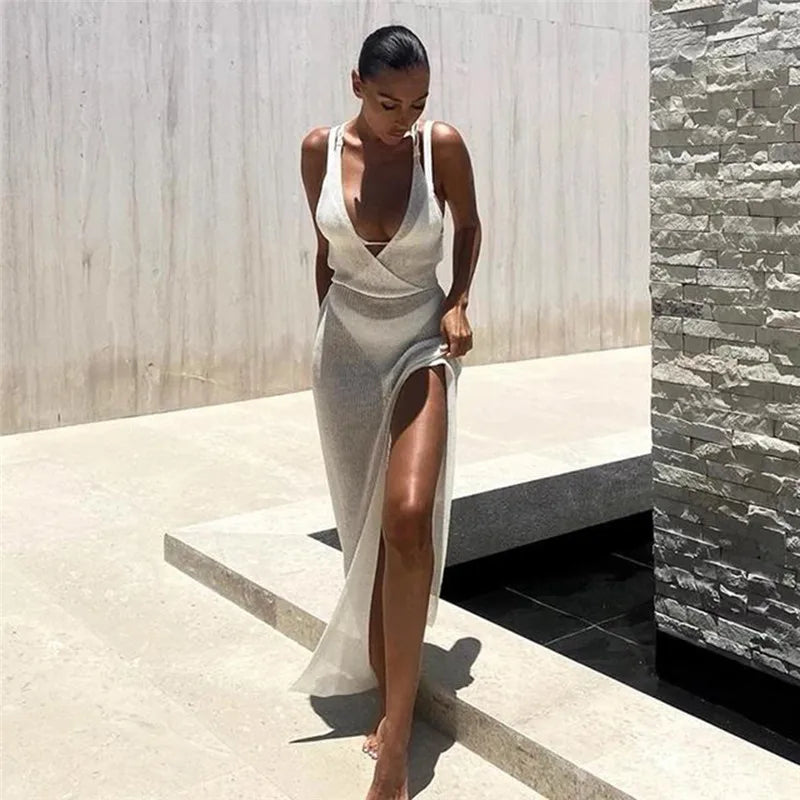 Sexy Cover Up Bikini Women Swimsuit Cover-up Beach Bathing Suit Beach Wear Knitting Swimwear Mesh Beach Dress Tunic Robe