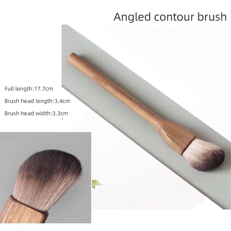 New 1Pcs European Vintage Wood Handle Makeup Brush High Quality Walnut Loose Powder Blush Foundation Contour Brush Super Soft