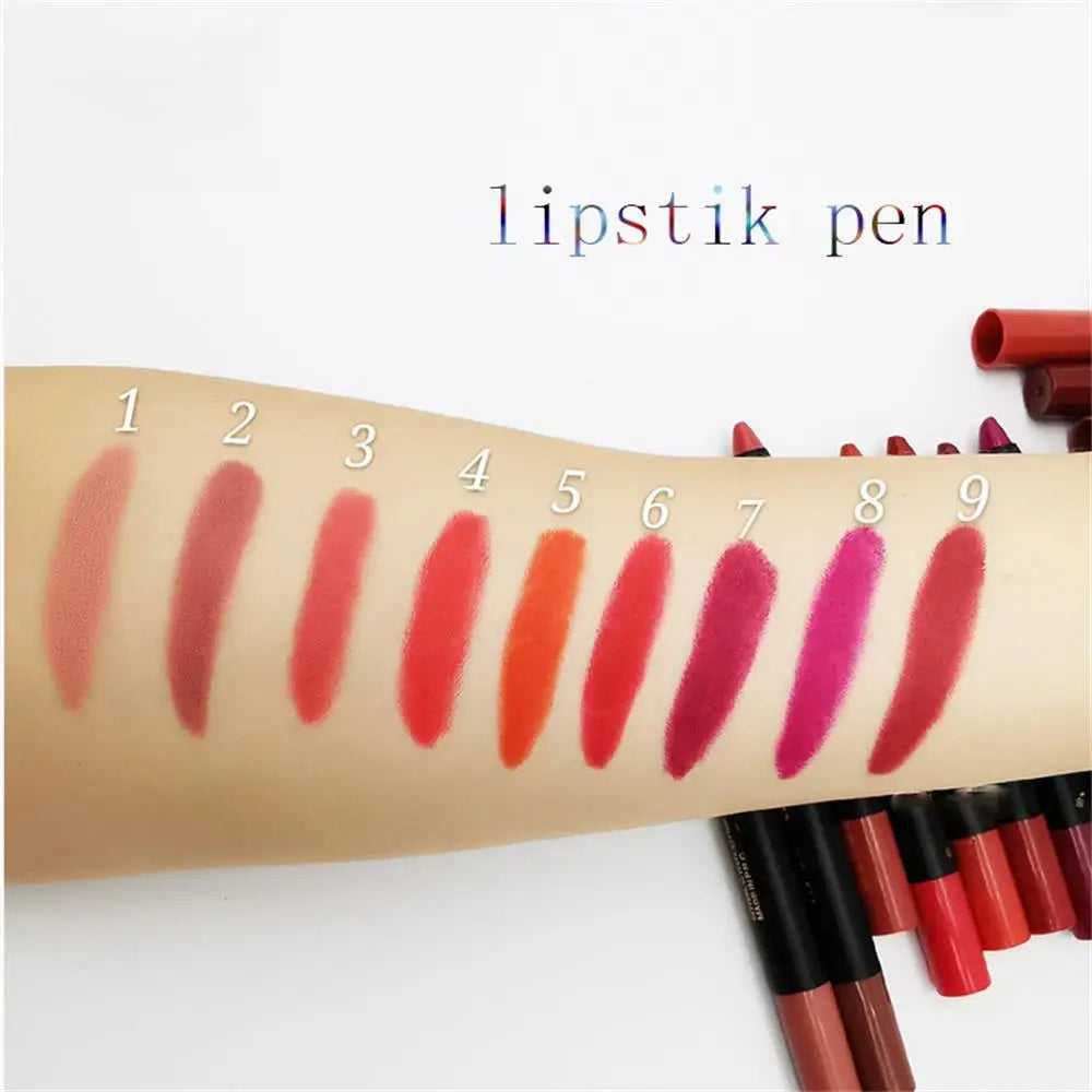 9 Colors Matte Lipstick Pen Makeup Long Lasting Waterproof Velvet Lip stick Soft Moisturizing Smooth Beauty Sexy Nude Lips Tint