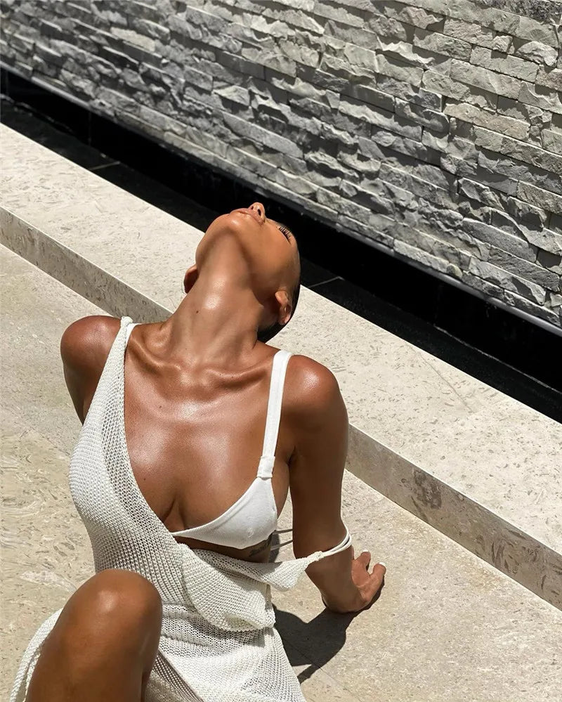 Sexy Cover Up Bikini Women Swimsuit Cover-up Beach Bathing Suit Beach Wear Knitting Swimwear Mesh Beach Dress Tunic Robe