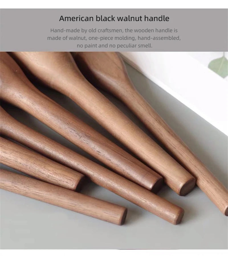 New 1Pcs European Vintage Wood Handle Makeup Brush High Quality Walnut Loose Powder Blush Foundation Contour Brush Super Soft