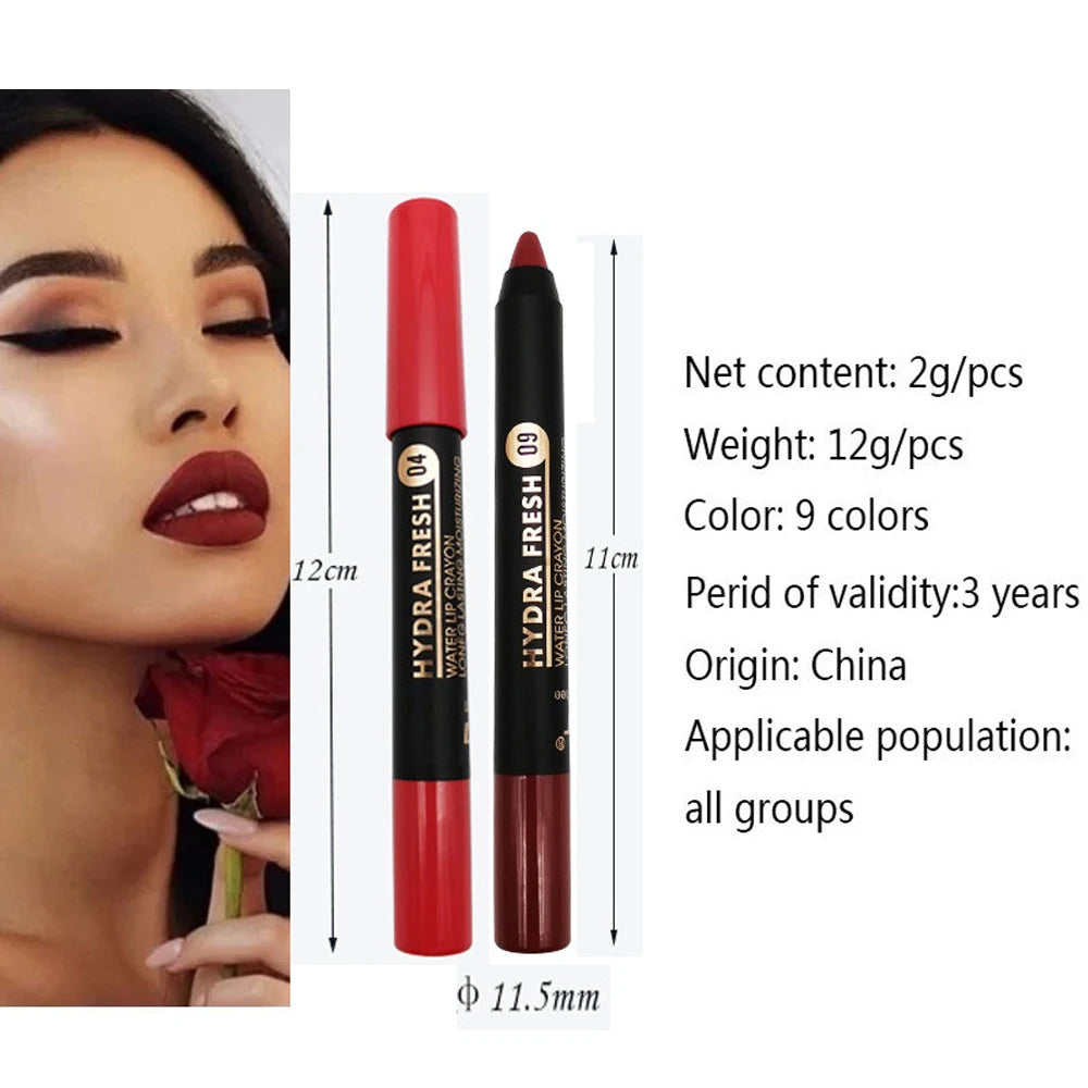 9 Colors Matte Lipstick Pen Makeup Long Lasting Waterproof Velvet Lip stick Soft Moisturizing Smooth Beauty Sexy Nude Lips Tint