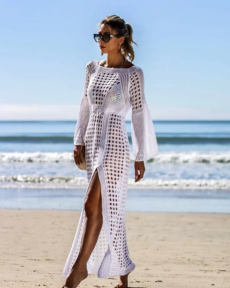 Sexy Cover Up Bikini Women Swimsuit Cover-up Beach Bathing Suit Beach Wear Knitting Swimwear Mesh Beach Dress Tunic Robe