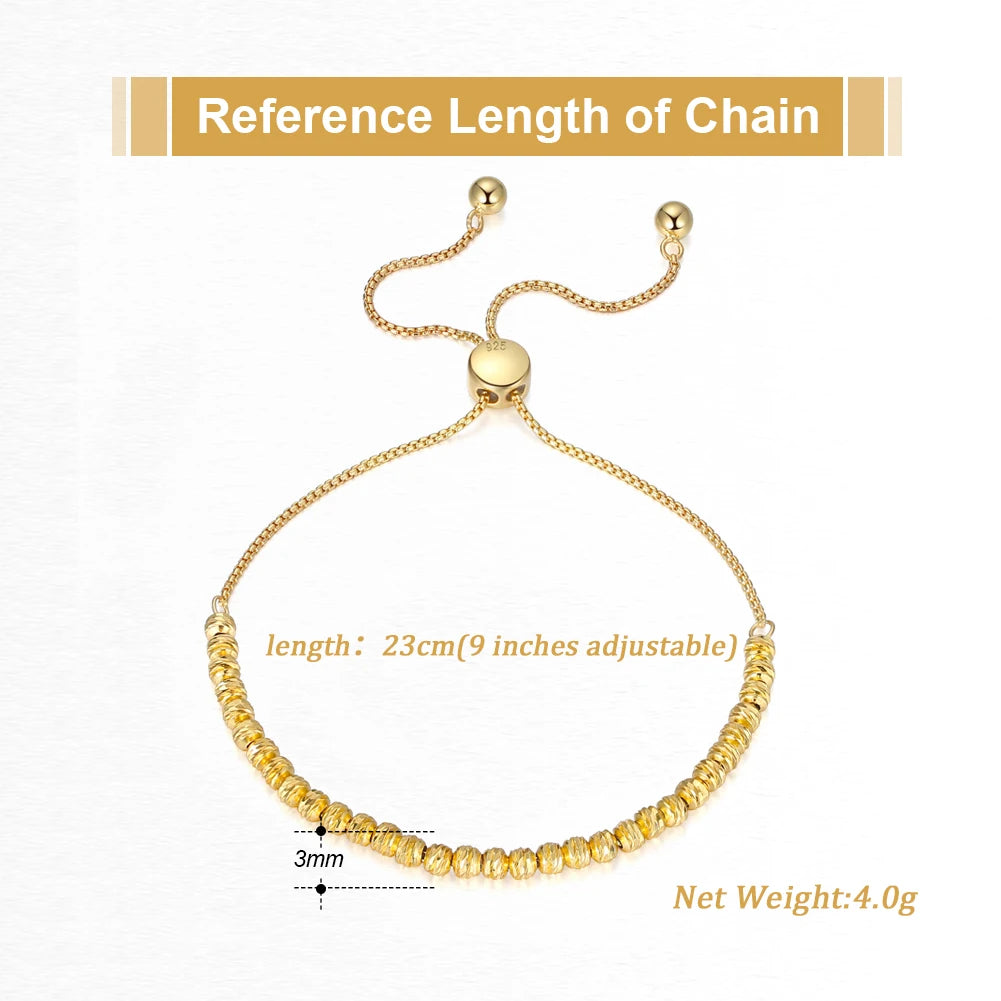 ORSA JEWELS 925 Sterling Silver 18K Gold Over 3mm Bolo Bead Bracelet for Women Adjustable Italian Fashion Bracelet Jewelry SB125