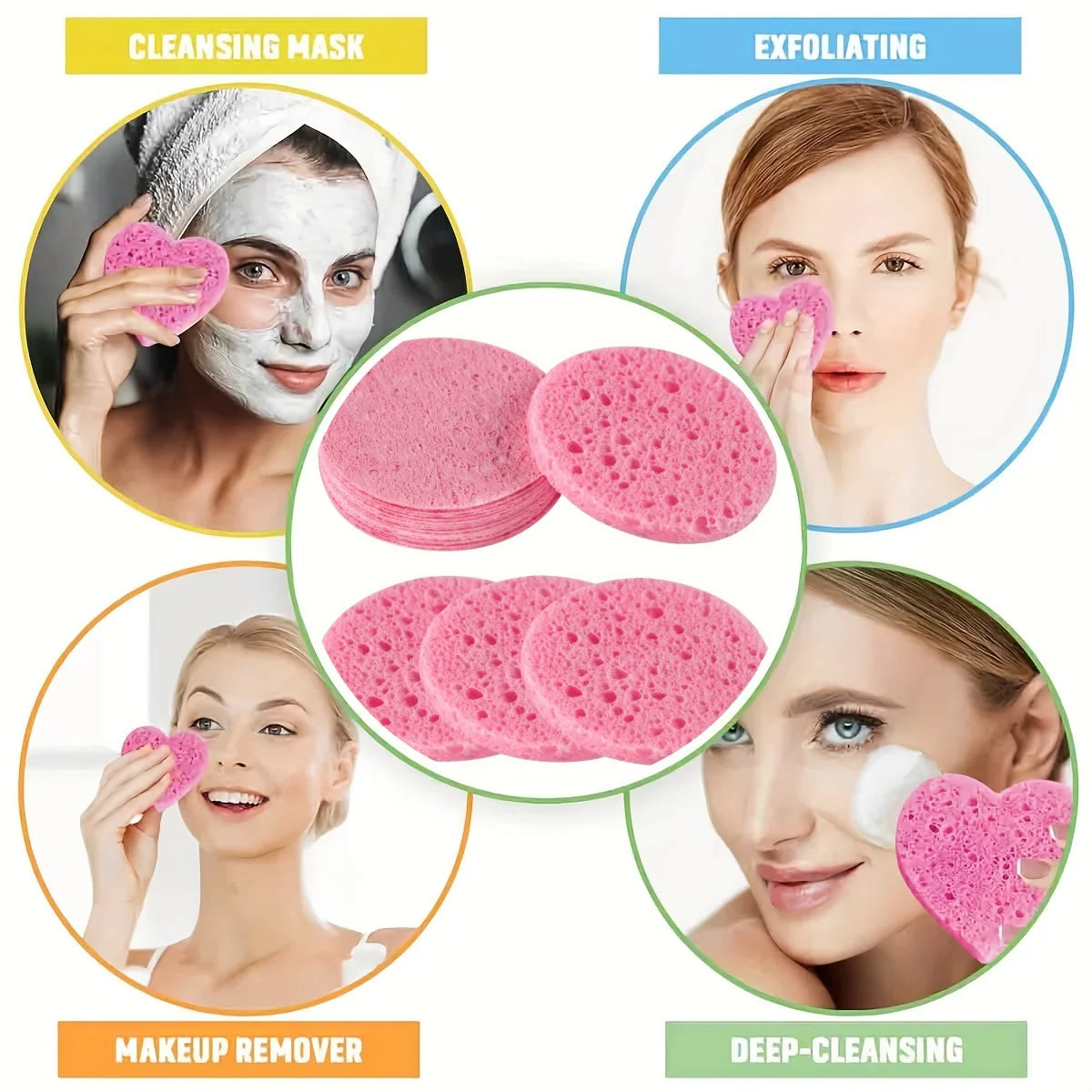 إسفنجة تنظيف الوجه المضغوطة للتقشير وإزالة المكياج | Compressed Facial Sponges Exfoliating Makeup Removal