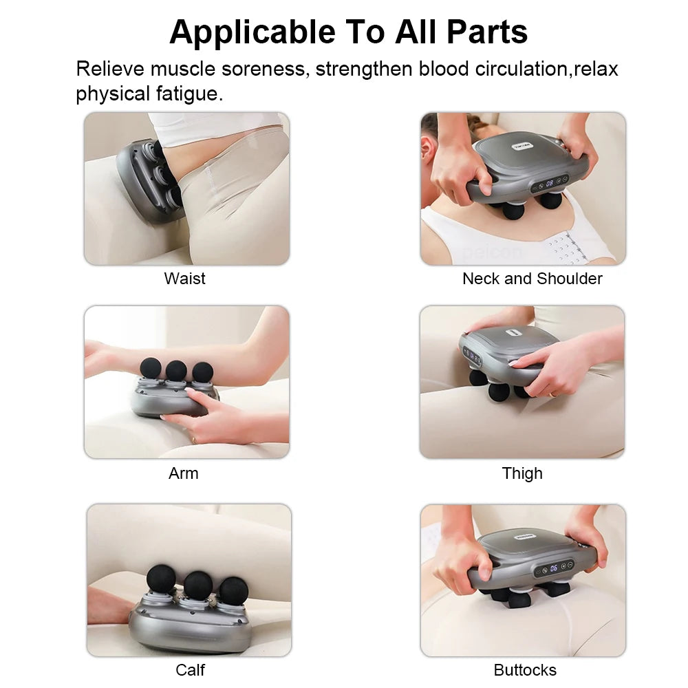 Fascia Massage Gun High Frequency Muscle Massager Gun Body Back Waist Shoulder Massage Machine 16 Heads Professional Fascia Gun