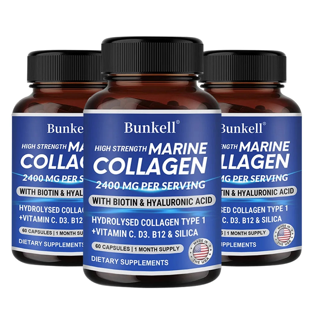 كولاجين بحري 2400مج بحمض الهيالورونيك وفيتامين C وبيوتين | Marine Collagen 2400mg with Hyaluronic Acid & Vitamin C