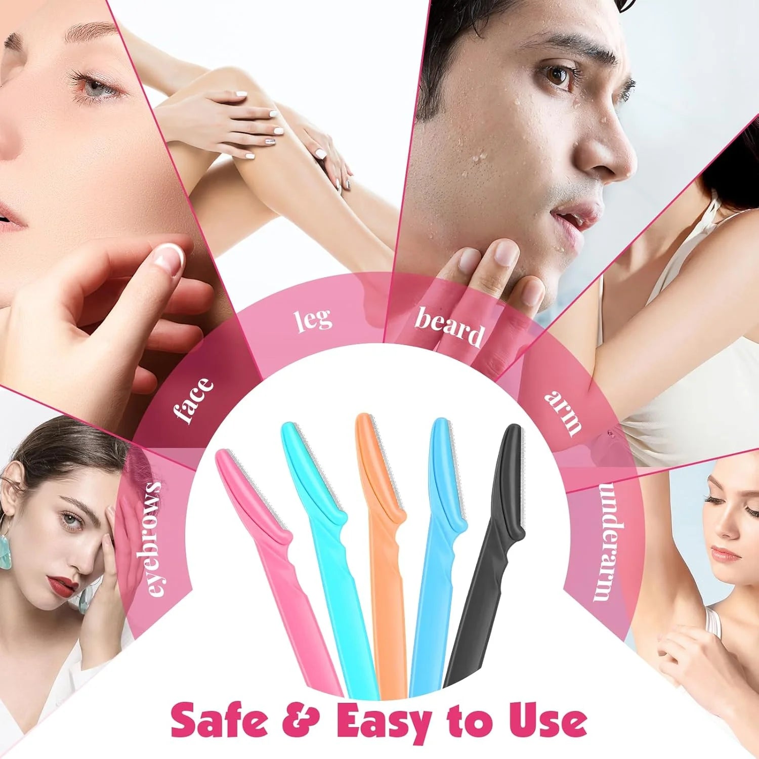 5-12piece Unisex Precision Eyebrow Facial Razor Set Modern Beauty Tool Safety Guard Face Hair Care Durable Razor Eyebrow Trimmer