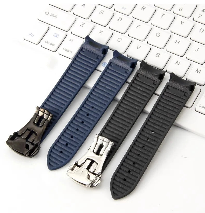 Rubber strap For Omega New Seamaster 300 Watchband High-Quality Watch Band Folding Clasp Curved End Watches Accessories 20mm