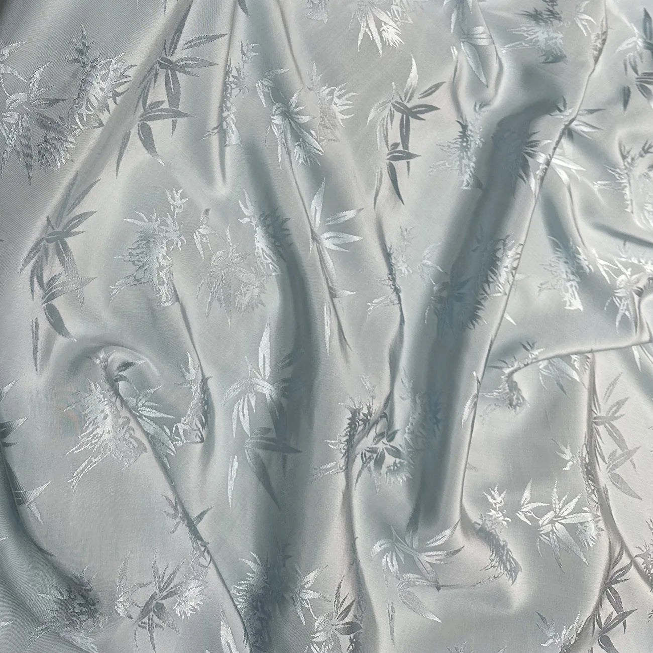 Bamboo Leaf Pattern Green Jacquard Fabric Rayon By Meter for Cheongsam Hanfu Sewing Fashion Chinese Style Cloth Plain Breathable