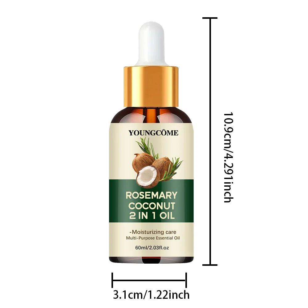 زيت الروزماري وجوز الهند لنمو الشعر وتقوية الجذور | Rosemary Coconut Oil Hair Growth Nourishing Scalp Treatment Loss