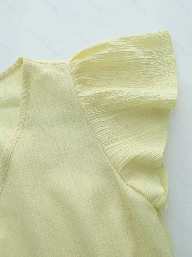 Women's New Summer French Elegant Casual Solid Color Ruffle V-neck A-line Long Dress Dresses For Women Clothing Lace Bandage