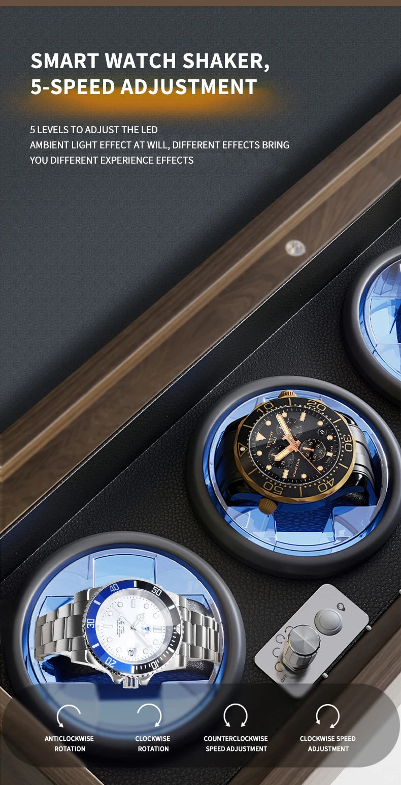 Luxury Wood Automatic Watch Winder Watches Box1 2 3 4 Slots With Japanese Marlboro Movement Watch Cabinet Clock Storage Box