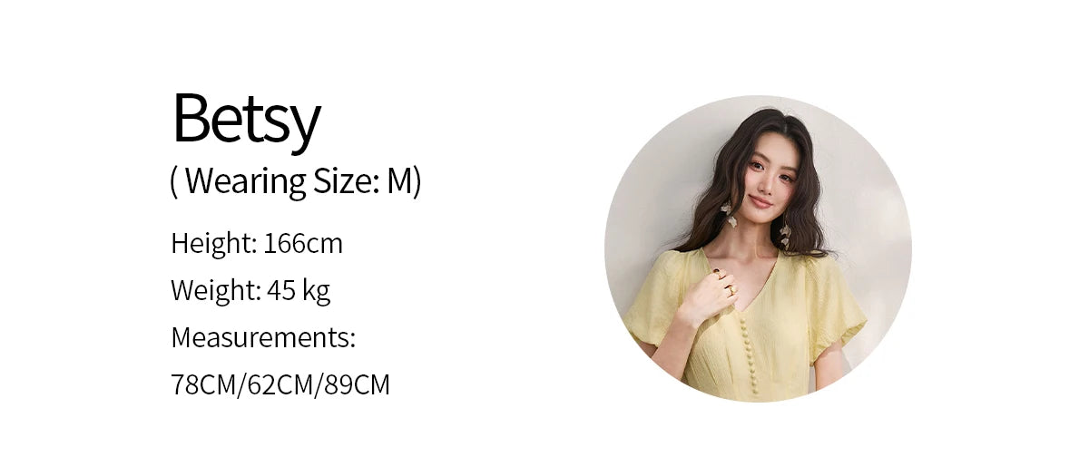 MISHOW Women's French V Neck Puff Sleeve Midi Dress 2026 Summer Button Detail Waist Slim Yellow Elegant Long Dress MXF29L2782