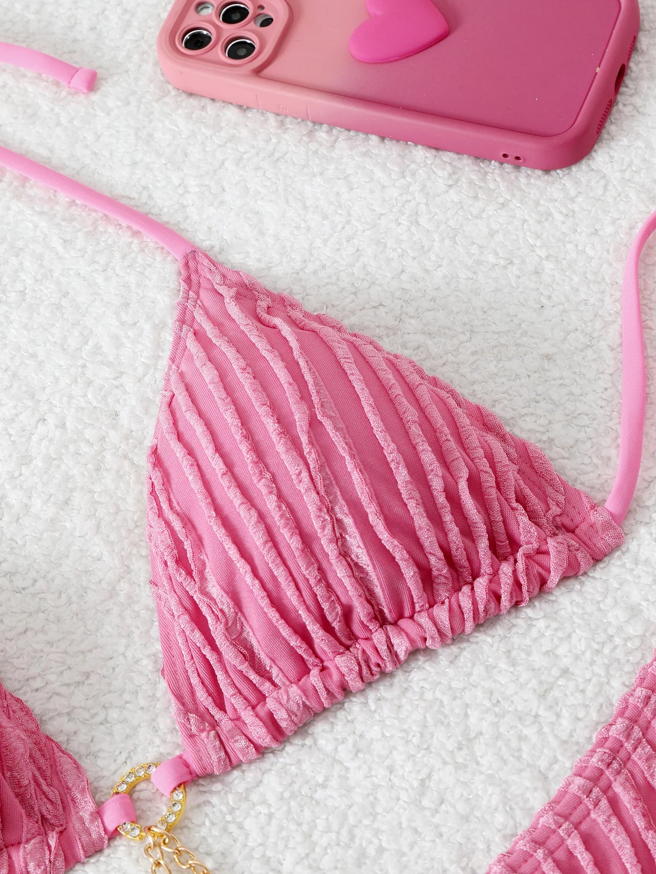 Triangle Halter String Bikinis 2026 Women Sexy Swimsuit Solid Ring Linked Swimwear Female Bathers Bathing Swimming Swim Suit