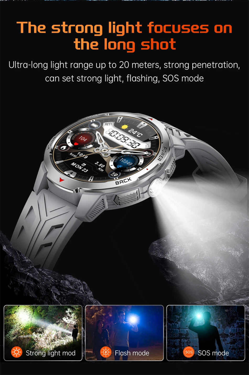 LIGE 1100mAh Large Battery Smart Watch 1.7" Full Screen Touch Bluetooth Smartwatch Men Sleep Heart Rate Monitor Compass Watches