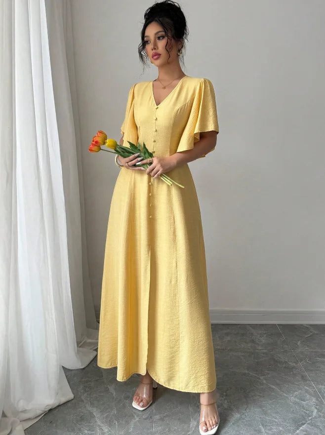 2026 Early Spring New French Casual Elegant Dress With Button Design, Slim-fit Party Dress, Tea Break Dress For Women Party Sexy