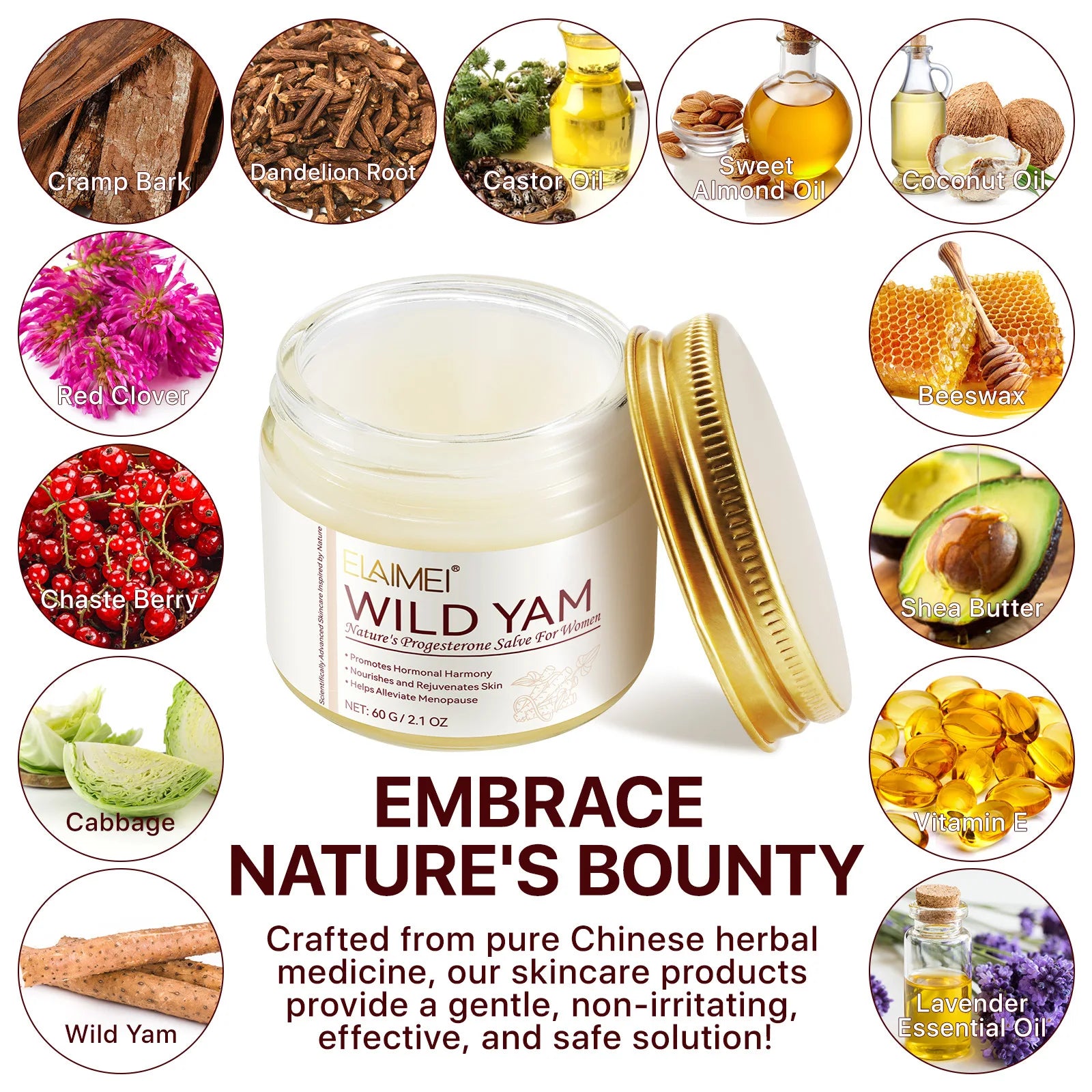 Wild Yam Cream 2024 Formula for Women Moisturizing Hydrating and Removing Wrinkles Women's Health Balm for All Skin Types