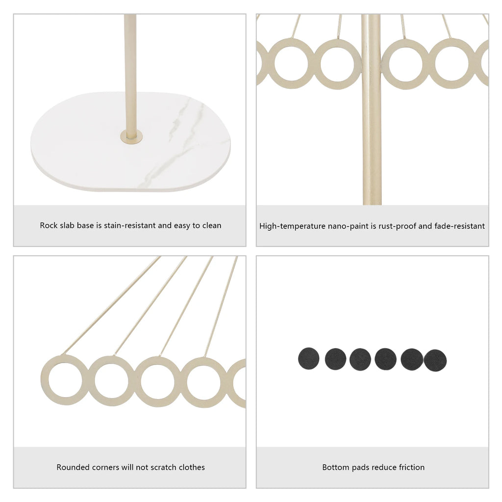 Clothing Rack with 10 Hooks Creative Decorative Metal Clothing Rack Entrance Clothing Rack With Rock Slab Base