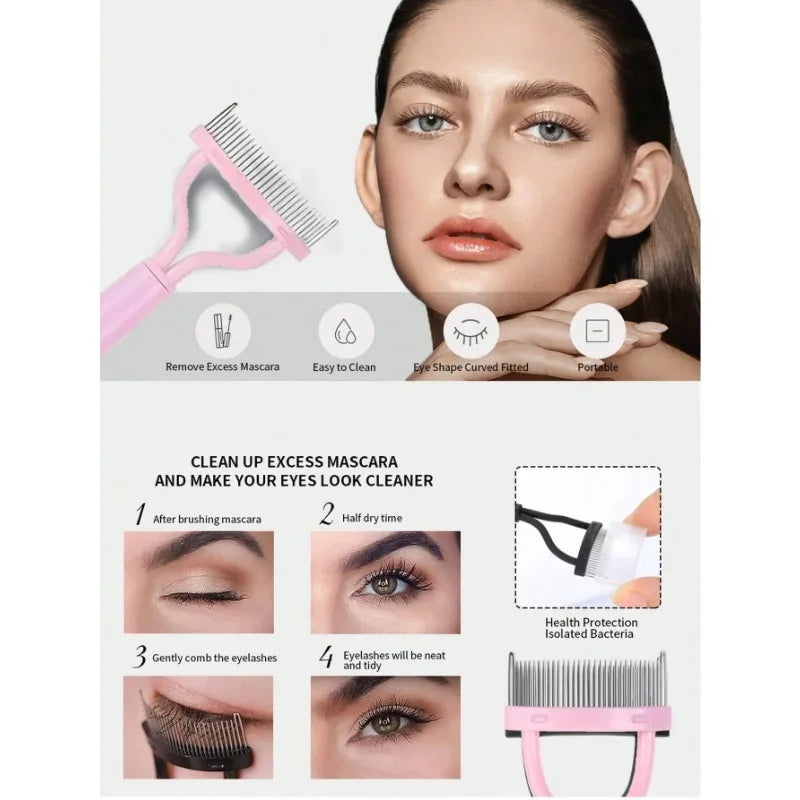1/2Pcs Ergonomic Eyelash Comb Separator - Curved Comb Belt with Dust Cover Clear Root Styling Tool for Eyelashes
