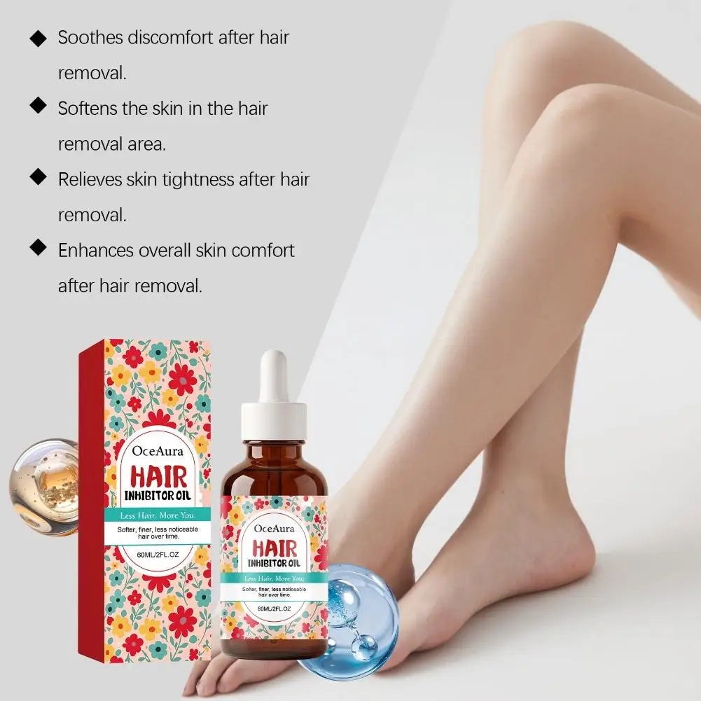 Hair Inhibitor Oil  Natural Soothing Body Oil for Hair Removal Smoothing Skin Reduces Hairs Shrink Pores for All Skin Types