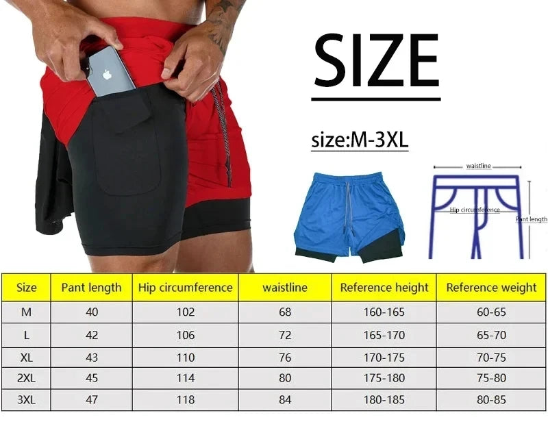 Men's compression shorts  running training sports shorts  summer gym  quick drying shorts in one