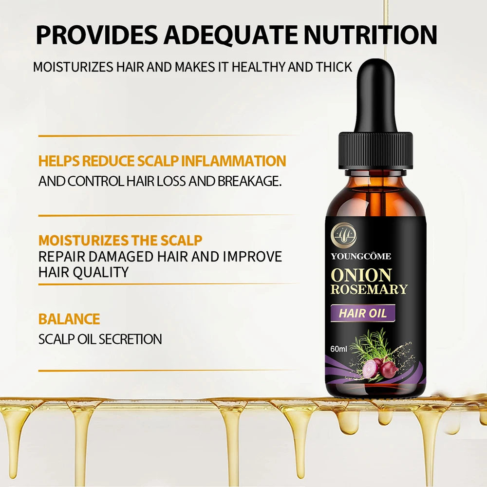 زيت عناية الشعر بالبصل والروزماري والنعناع مغذي ومقوي | Hair Care Oil Onion Rosemary Peppermint Nourishing Split Ends Organic