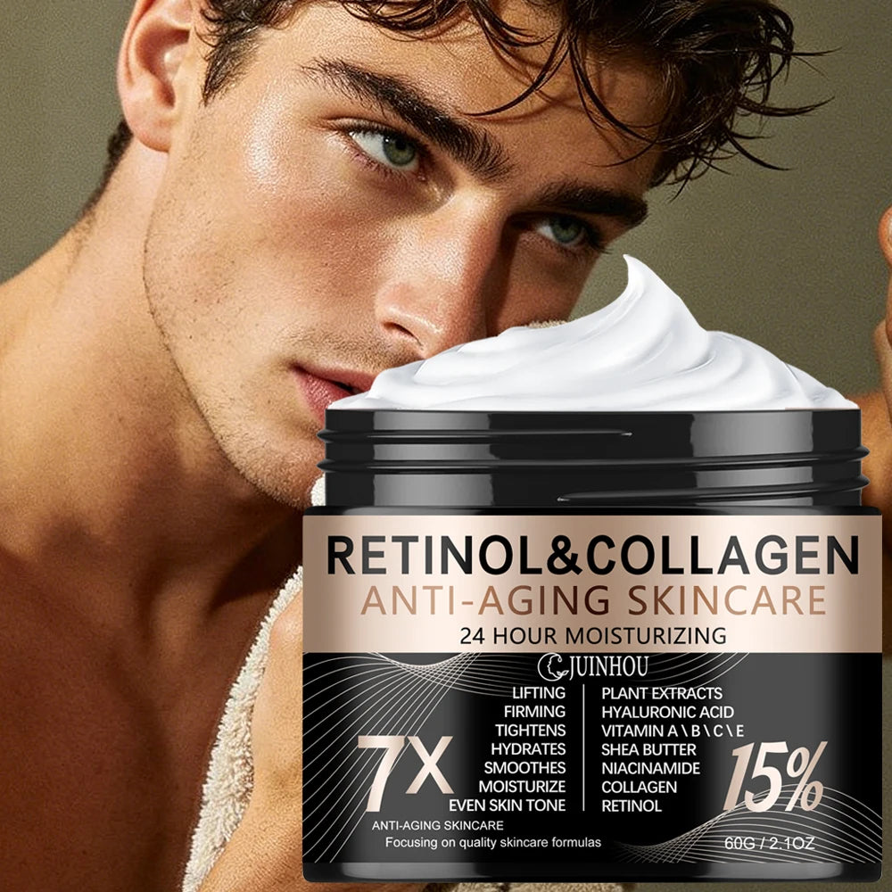 كريم ريتينول وكولاجين للرجال مضاد للشيخوخة ومرطب | JUINHOU Men's Retinol Collagen Anti-Aging Cream Moisturizing