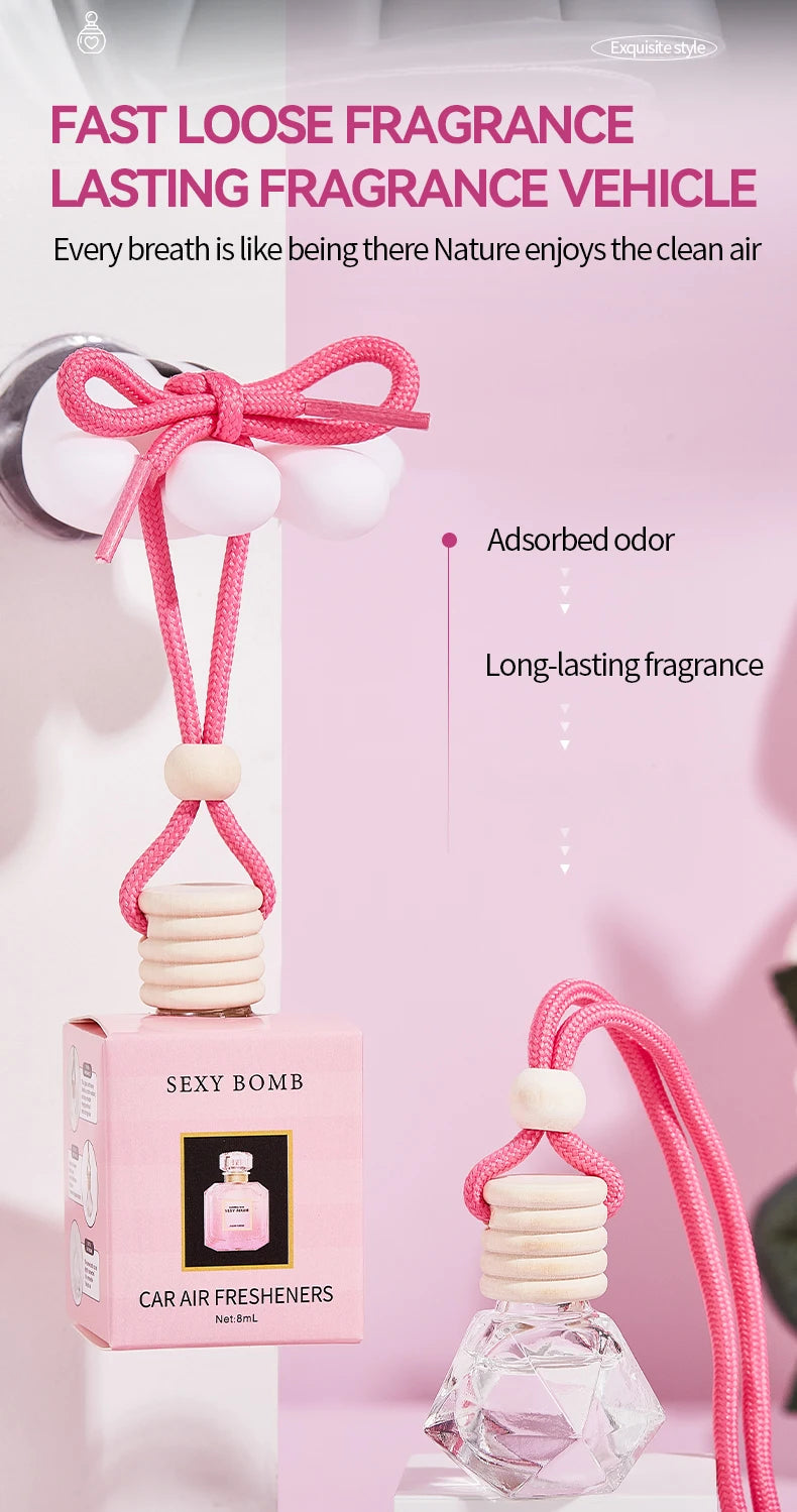 معطر سيارة وردي فاخر معلق لتعطير السيارة وتنقية الهواء | Pink Car Fragrance Pendant Interior Accessories Fresh Air Perfume