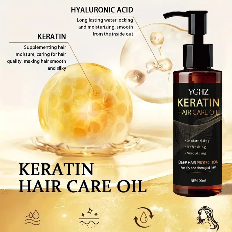 زيت كيراتين للشعر مغذي ومحمي برائحة عطرية لجميع الأنواع | Keratin Hair Oil Nourishing Moisturizing Shiny Smooth Charming Fragrance
