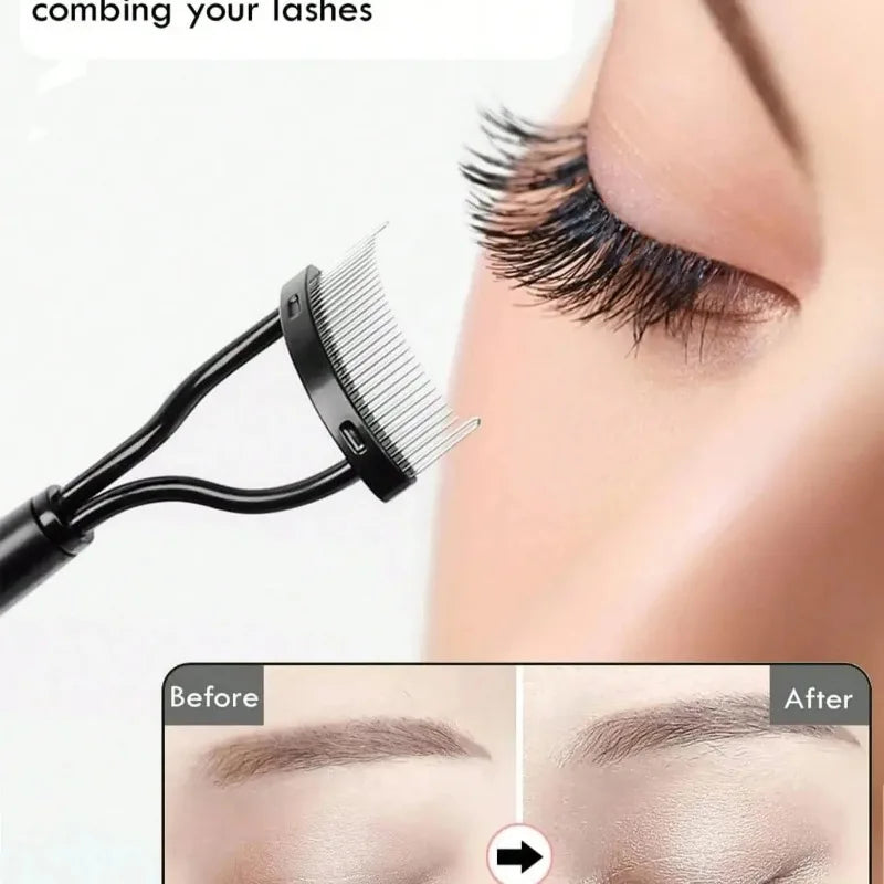 1/2Pcs Ergonomic Eyelash Comb Separator - Curved Comb Belt with Dust Cover Clear Root Styling Tool for Eyelashes