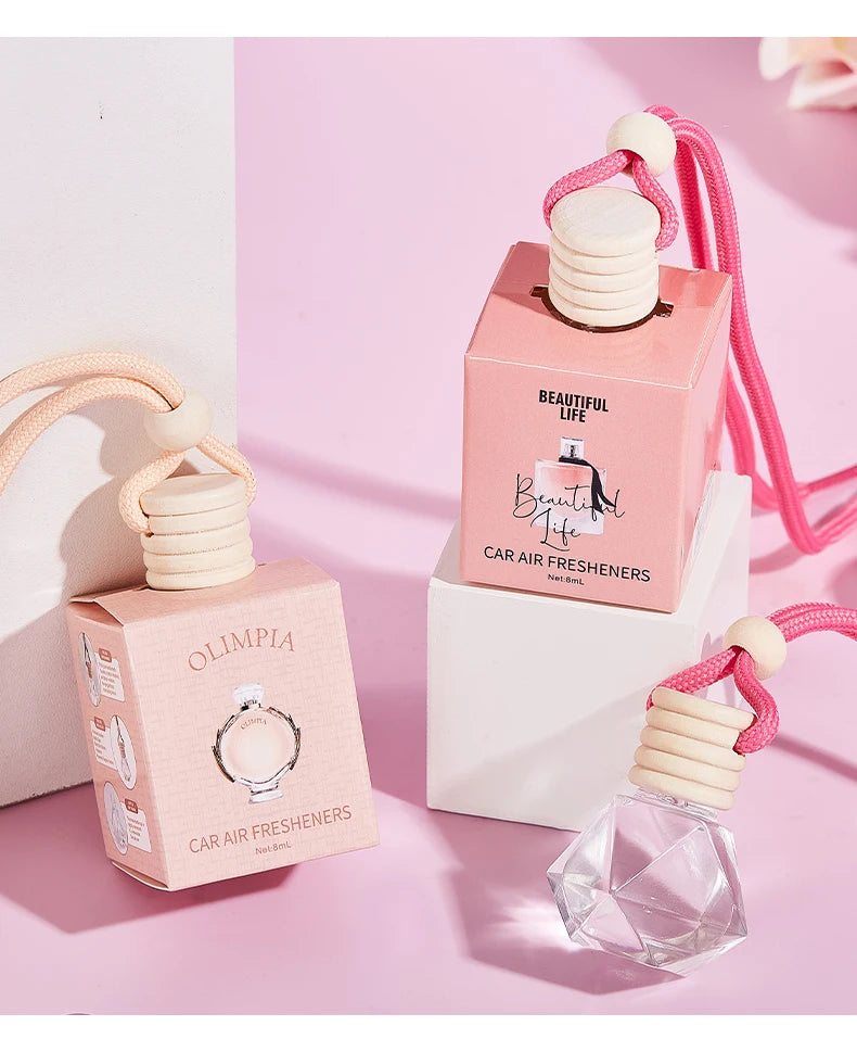 معطر سيارة وردي فاخر معلق لتعطير السيارة وتنقية الهواء | Pink Car Fragrance Pendant Interior Accessories Fresh Air Perfume