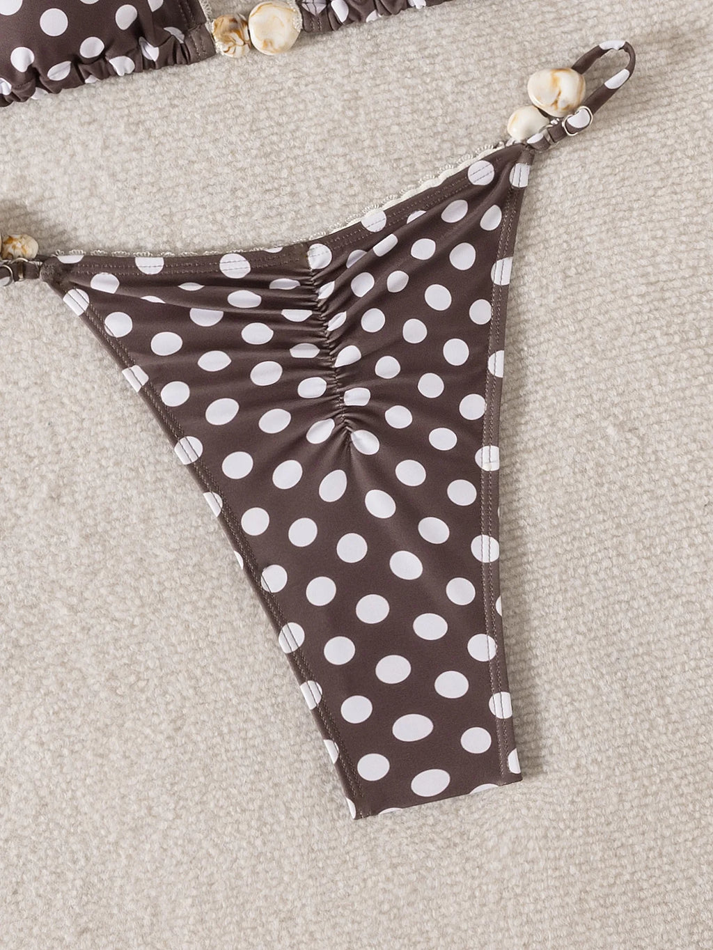 2026 Floral Print Bikini Set with Dainty Pendant Sweet Triangle Top Adjustable Ties Two Piece Swimsuit Vacation Swimwear