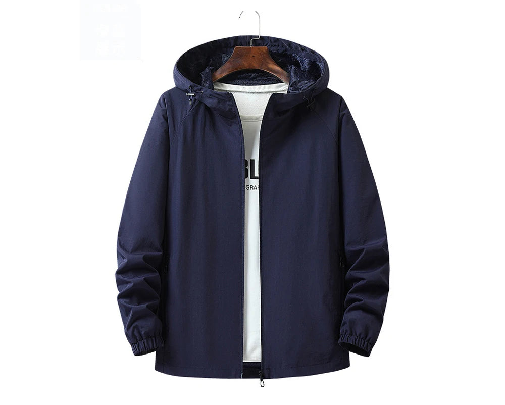 Autumn Men's Hiking Waterproof Jackets Men Outdoor Quick Dry Sports Climbing Hooded Coats Men Breathable Windbreaker Jackets 5XL