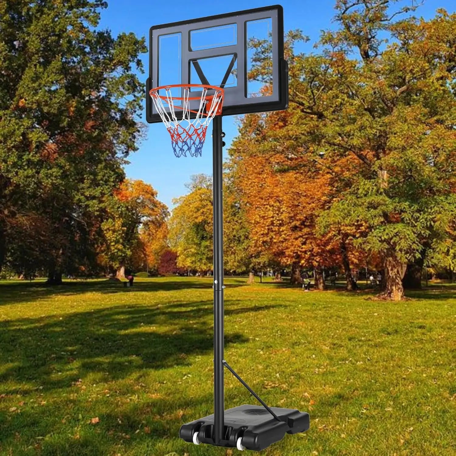 Basketball Hoop with Wheels Height Adjustable 305cm Fit Base Filled with Water and Sand For Kids and Adults Outdoor Indoor Use