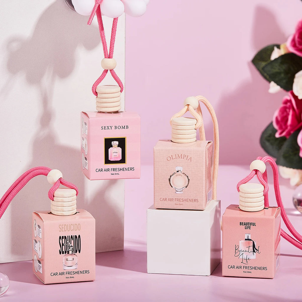 معطر سيارة وردي فاخر معلق لتعطير السيارة وتنقية الهواء | Pink Car Fragrance Pendant Interior Accessories Fresh Air Perfume