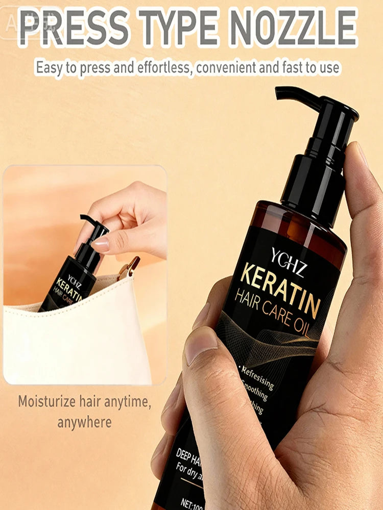 زيت كيراتين للشعر مغذي ومحمي برائحة عطرية لجميع الأنواع | Keratin Hair Oil Nourishing Moisturizing Shiny Smooth Charming Fragrance