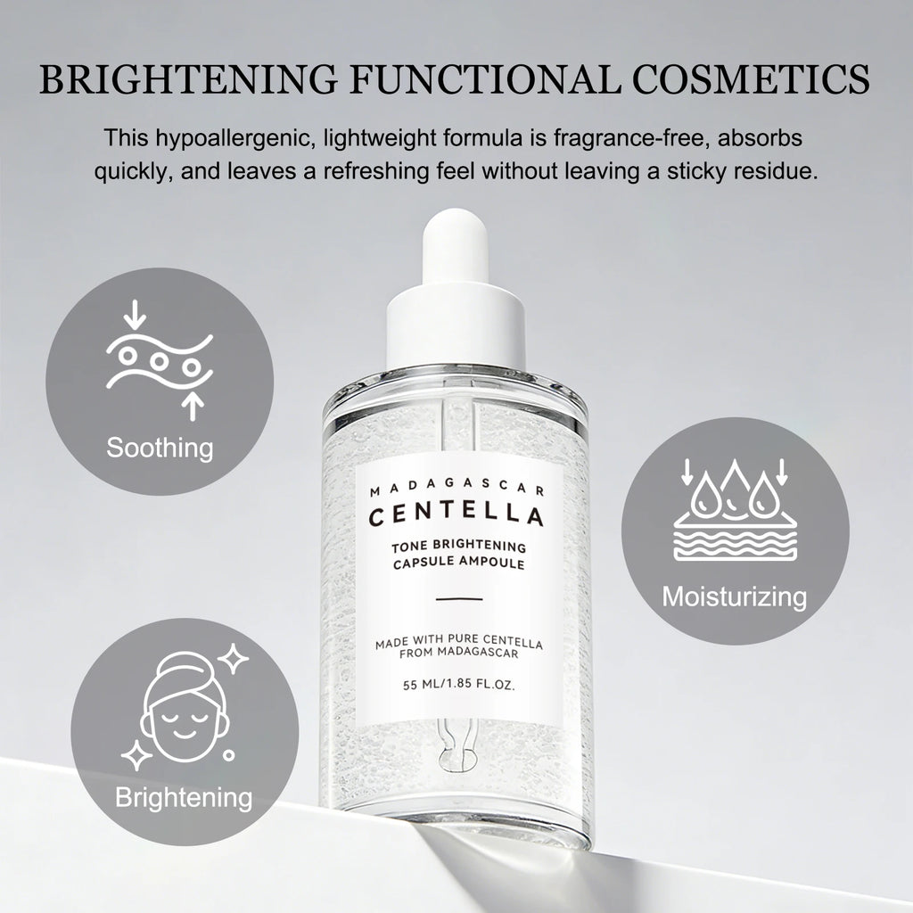 Madagascar Snowgrass Nicotinamide Essence 55ml - Soothes Uneven Tone & Supports Radiance for a Clear, Glowing Complexion.