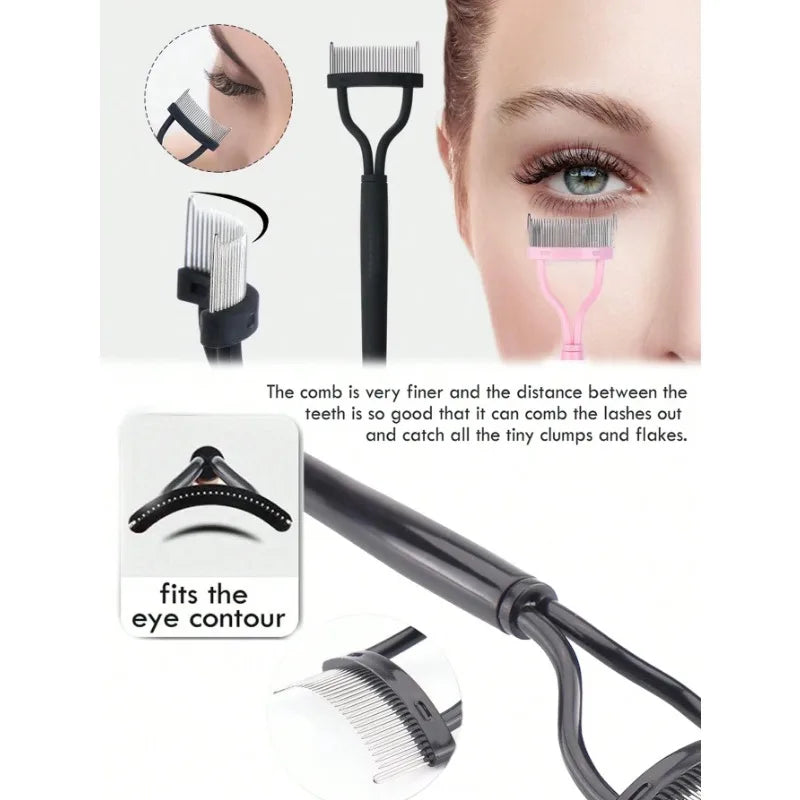 1/2Pcs Ergonomic Eyelash Comb Separator - Curved Comb Belt with Dust Cover Clear Root Styling Tool for Eyelashes