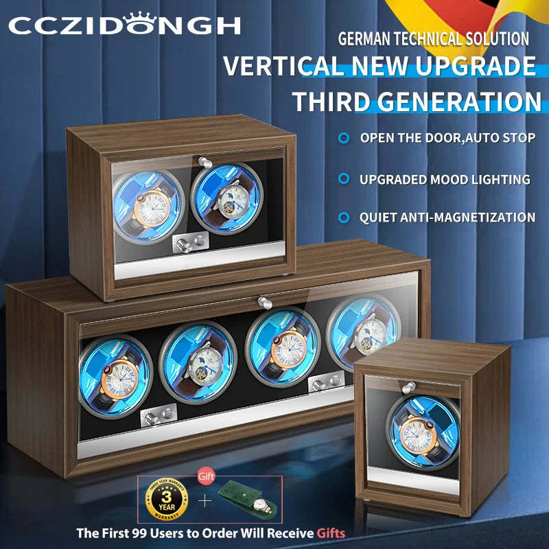 Luxury Wood Automatic Watch Winder Watches Box1 2 3 4 Slots With Japanese Marlboro Movement Watch Cabinet Clock Storage Box