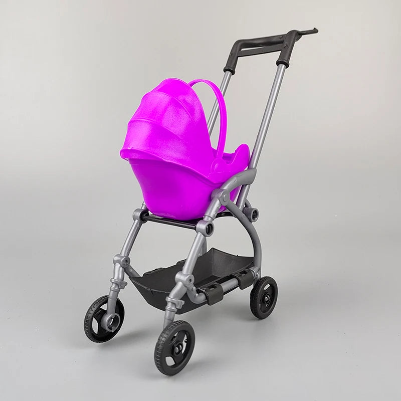 1/12 Miniature Dollhouse Accessories  Educational Toy DIY Assemble Playhouse Nursery Furniture Stroller Plastic Trolley