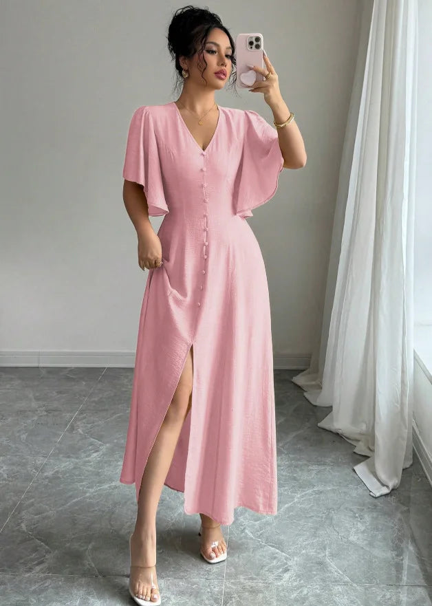 2026 Early Spring New French Casual Elegant Dress With Button Design, Slim-fit Party Dress, Tea Break Dress For Women Party Sexy