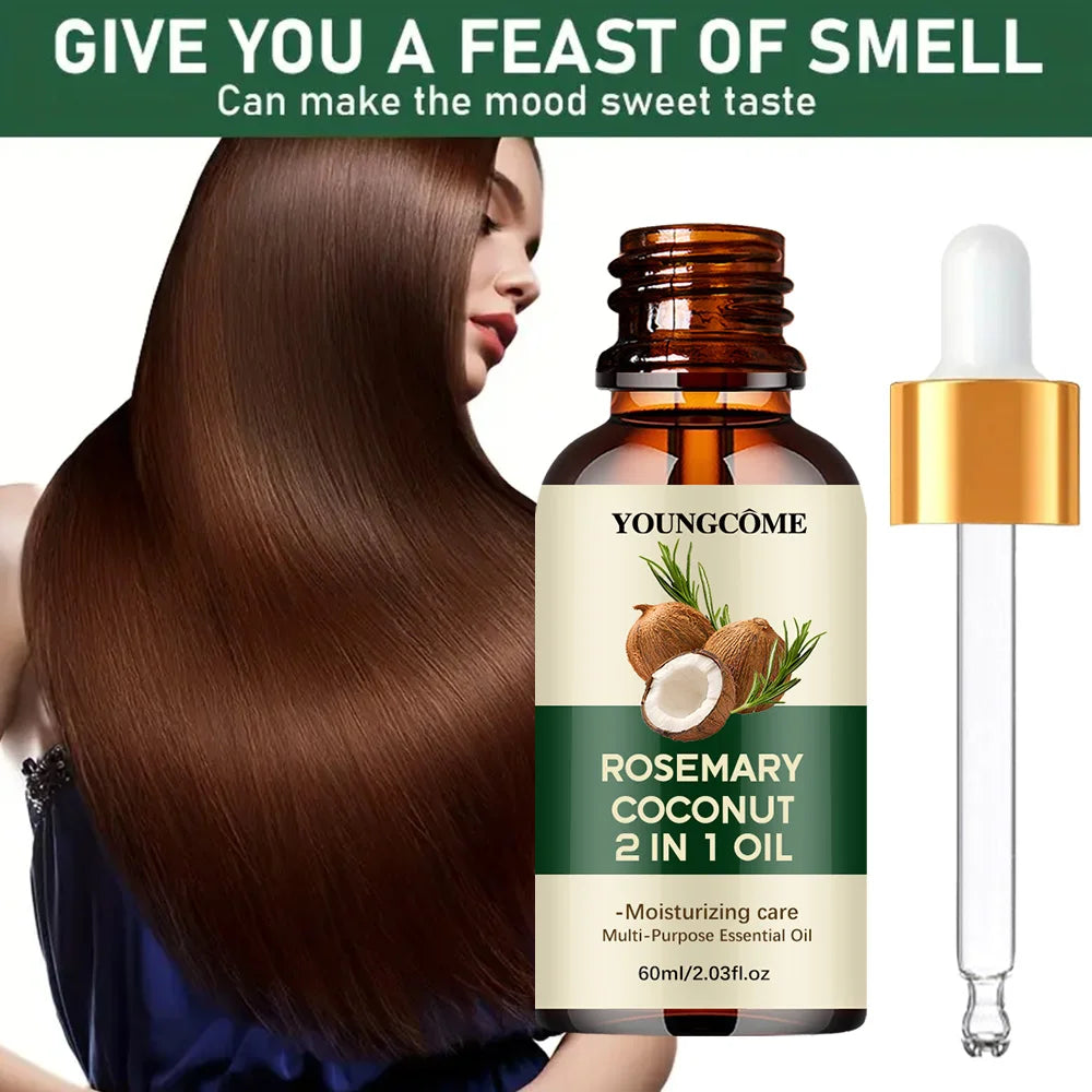 زيت الروزماري وجوز الهند لنمو الشعر وتقوية الجذور | Rosemary Coconut Oil Hair Growth Nourishing Scalp Treatment Loss