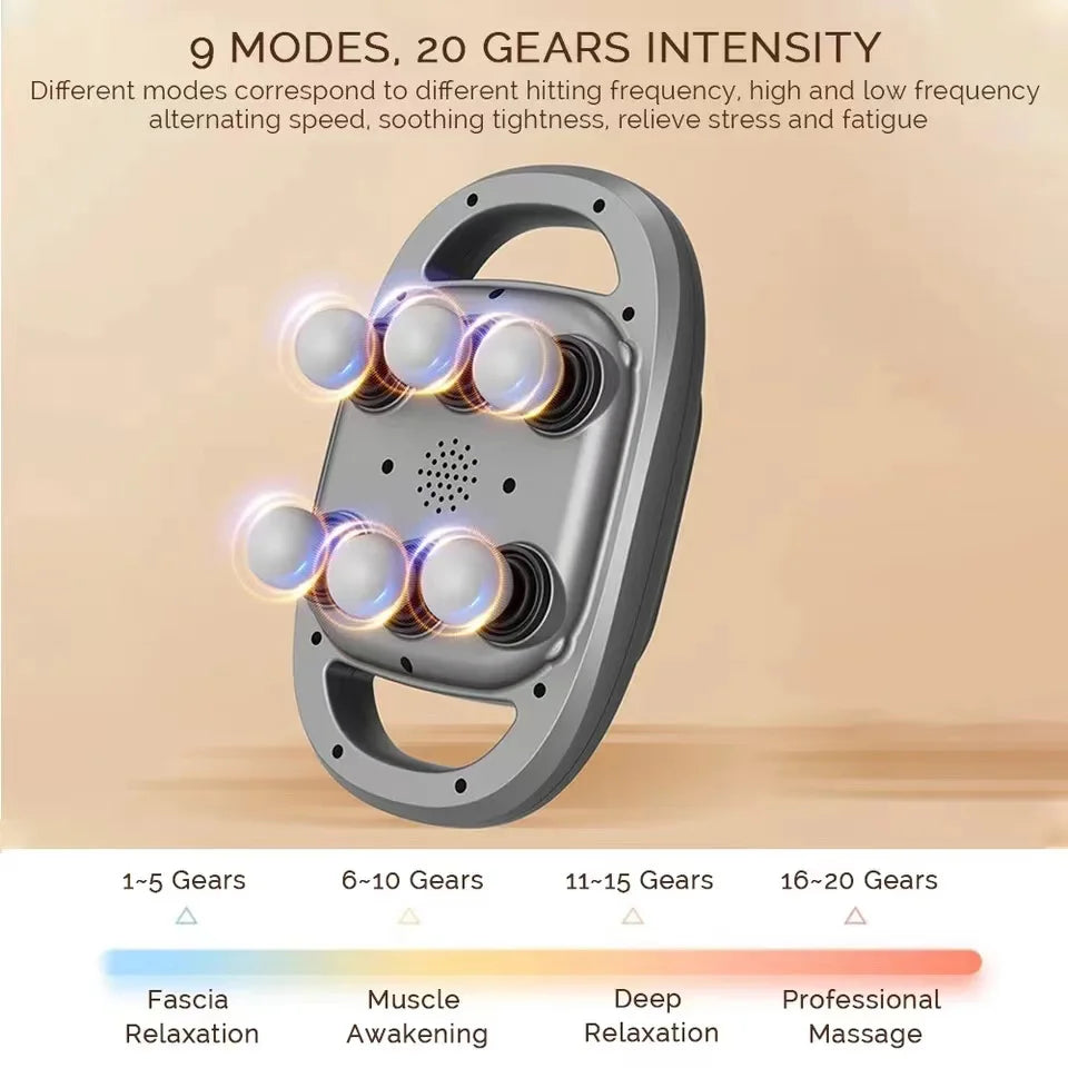 Fascia Gun Muscle Massager Gun High Frequency Back Waist Massage Machine Six-head Body Shoulder Professional Fascia Massage Gun