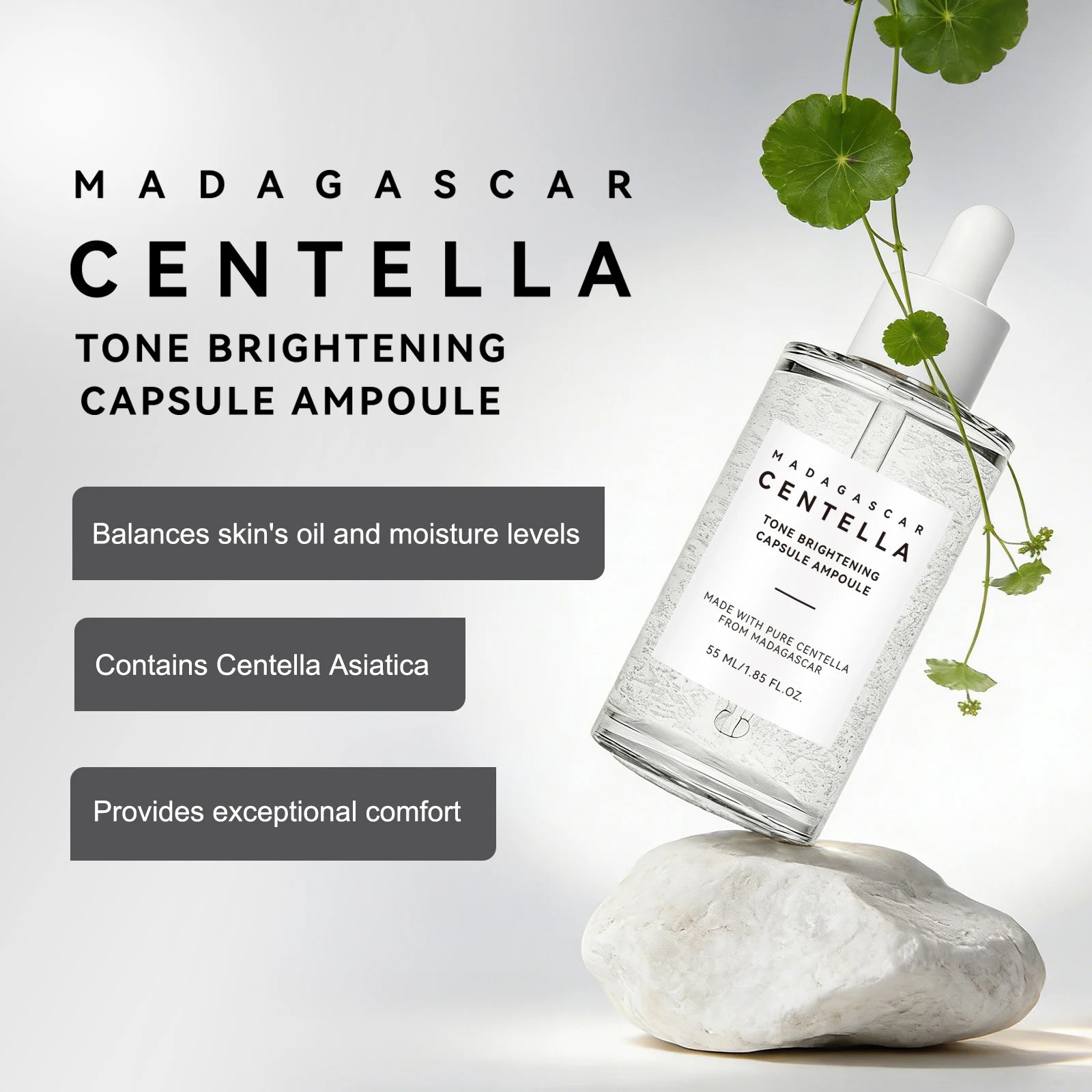 Madagascar Snowgrass Nicotinamide Essence 55ml - Soothes Uneven Tone & Supports Radiance for a Clear, Glowing Complexion.