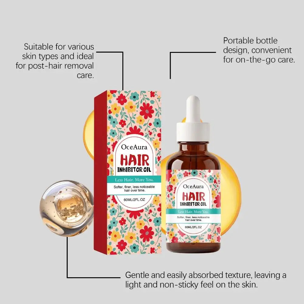 Hair Inhibitor Oil  Natural Soothing Body Oil for Hair Removal Smoothing Skin Reduces Hairs Shrink Pores for All Skin Types