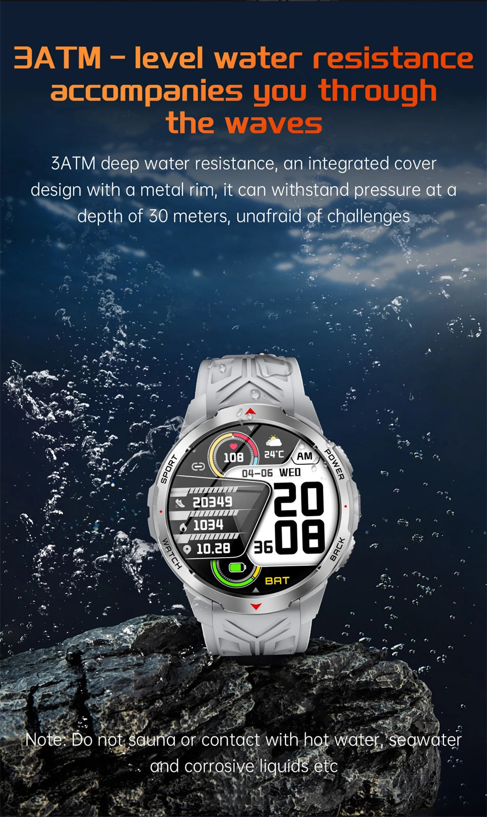 LIGE 1100mAh Large Battery Smart Watch 1.7" Full Screen Touch Bluetooth Smartwatch Men Sleep Heart Rate Monitor Compass Watches