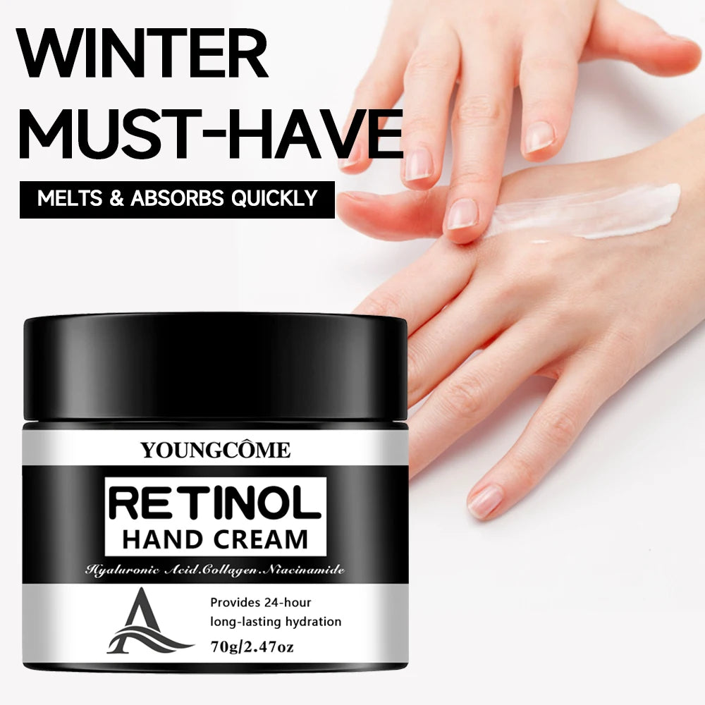 كريم يدين بالريتينول وحمض الهيالورونيك والكولاجين | YOUNGCOME Retinol Hand Cream Hyaluronic Acid Collagen 24H Hydrating